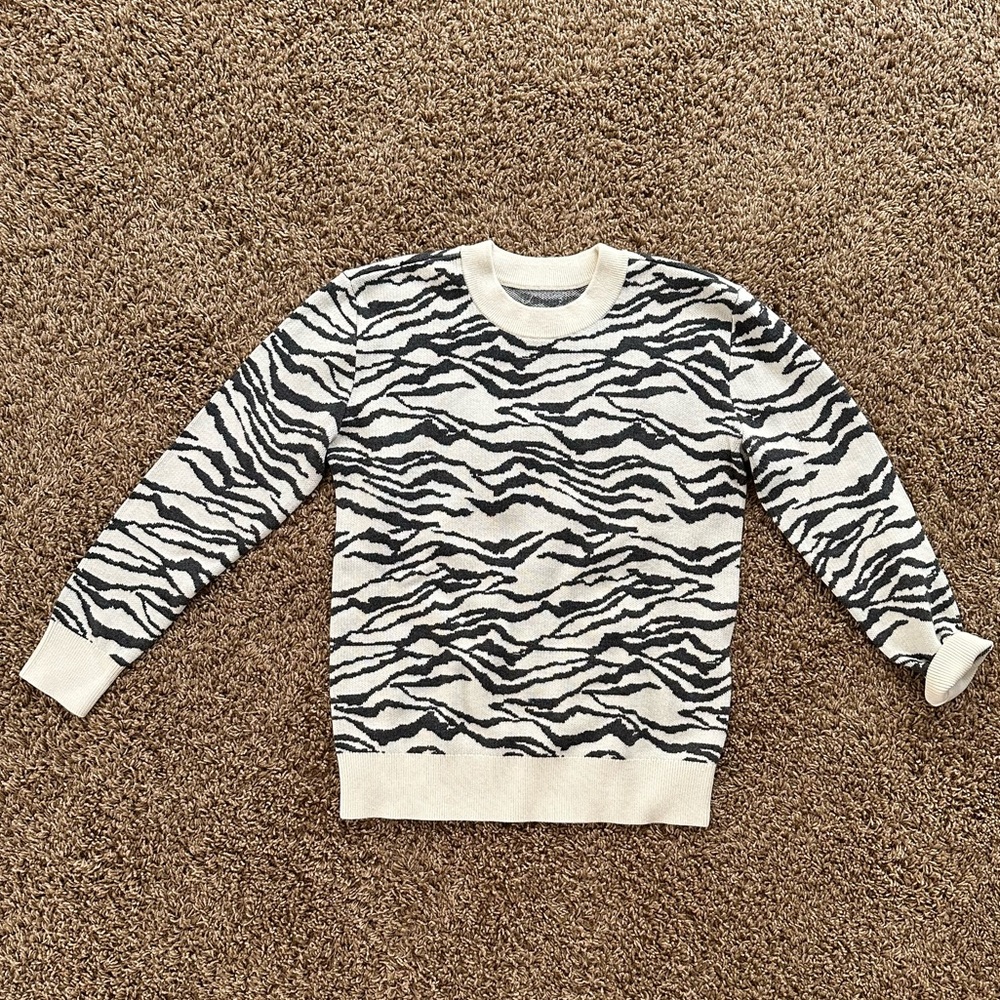 Zebra (animal) Print, crew neck womens sweater XS